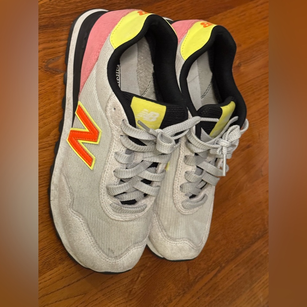 New Balance Gray Shoes with Neon Orange and Yellow